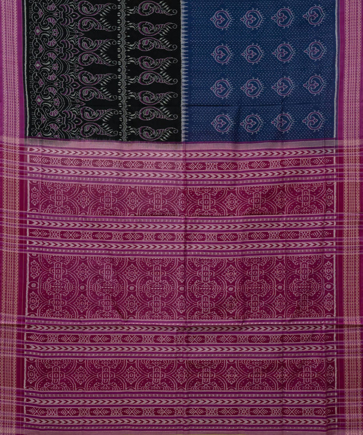 Black and blue handloom cotton sambalpuri saree