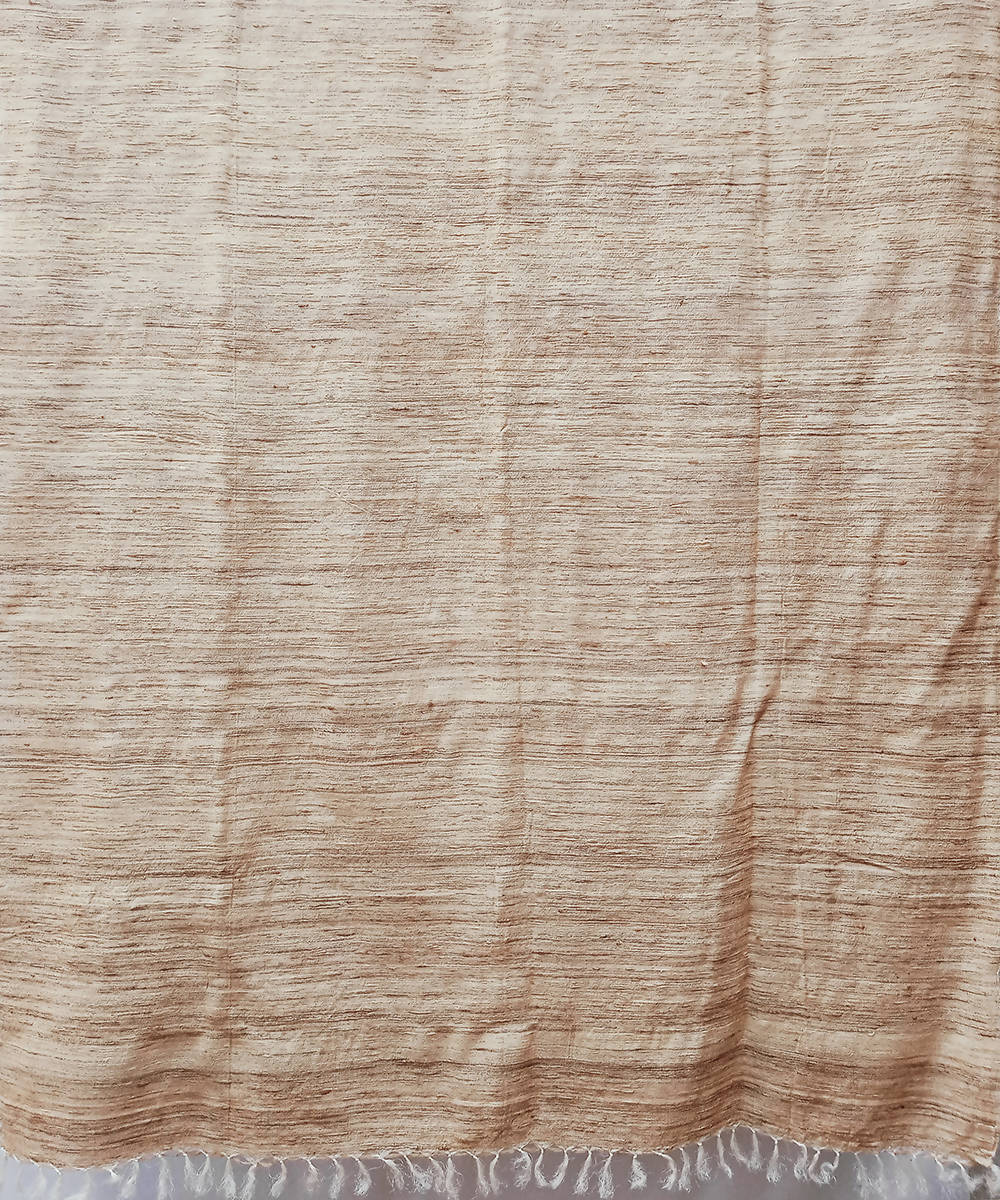 Beige handwoven cotton silk saree