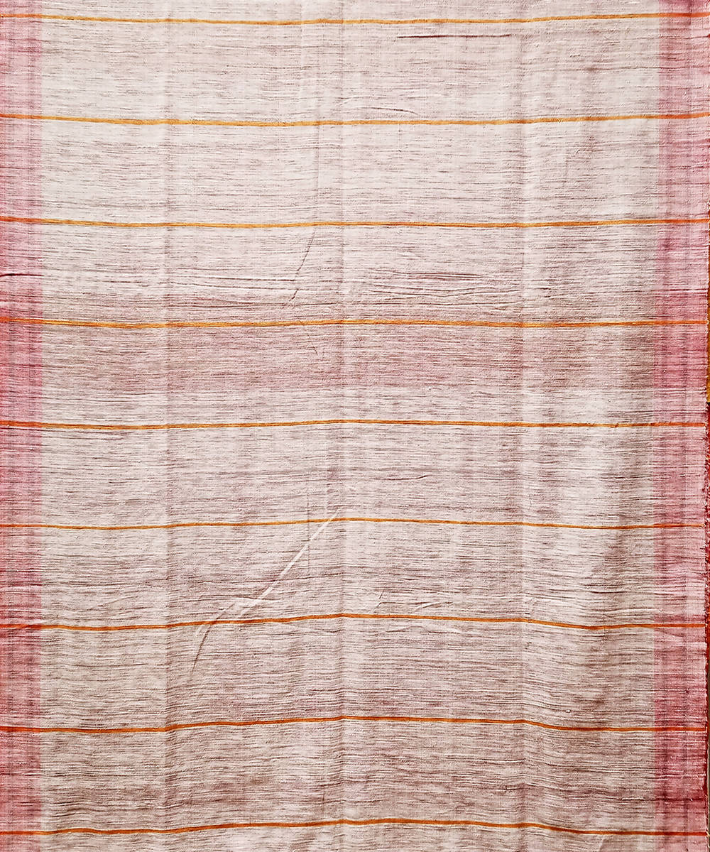 Yellow handwoven extra weft cotton silk saree