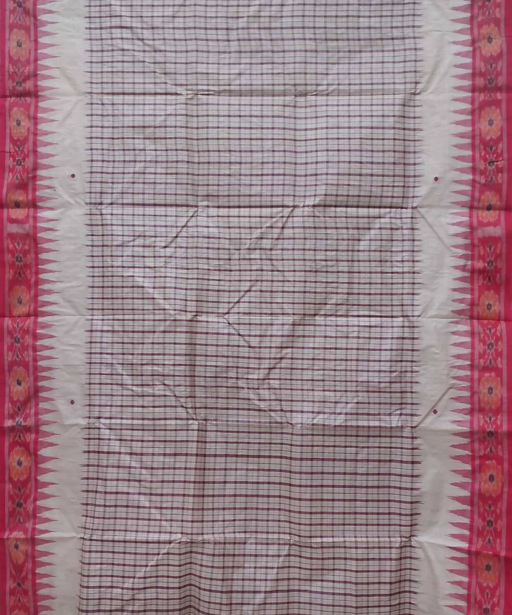 Offwhite red handwoven tussar silk saree