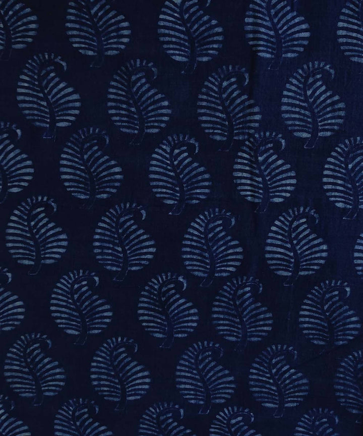 2.5m Dark navy natural dye dabu block print organic handspun cotton fabric