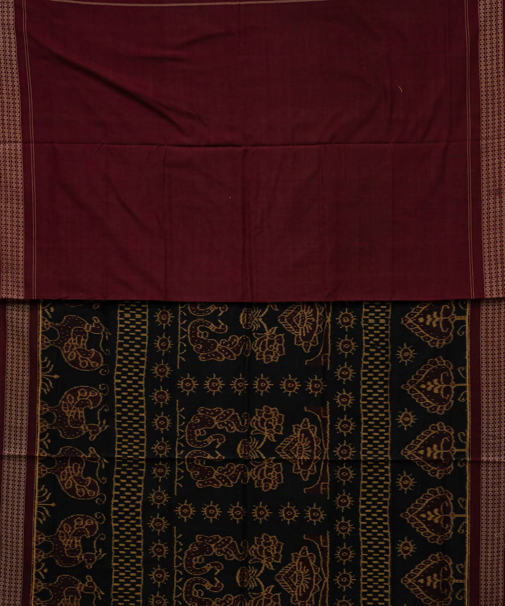 Black bulgarian rose handloom cotton sambalpuri saree