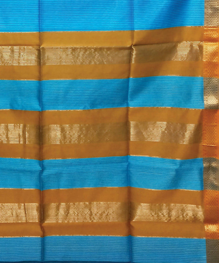 Sky blue handloom cotton silk maheshwari saree