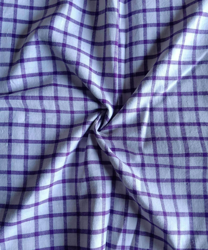 2.5m purple white checks handspun handwoven cotton kurta fabric