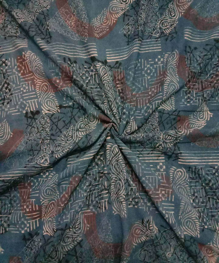 Indigo natural dye ajrakh print handspun handloom cotton fabric