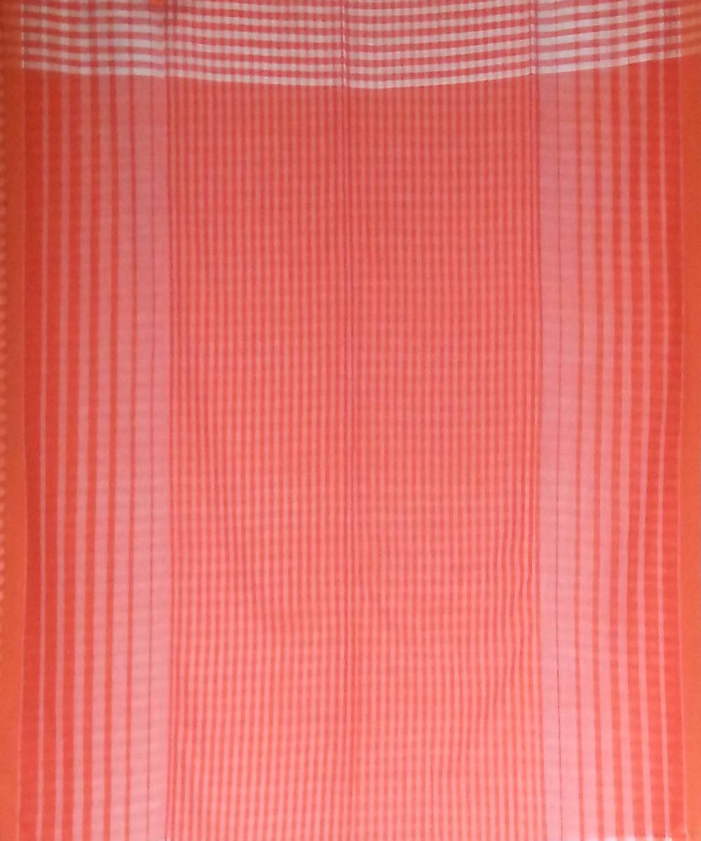 White Orange Bengal Handloom Gamcha Cotton Saree