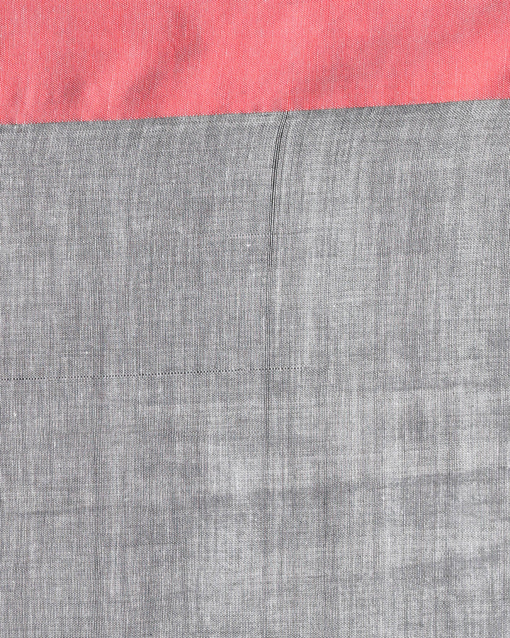 Silver grey handspun handwoven cotton saree