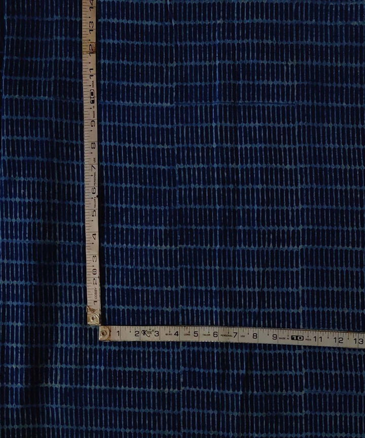 Blue organic handspun cotton natural dye handblock print dabu kurta fabric (2.5m per qty)