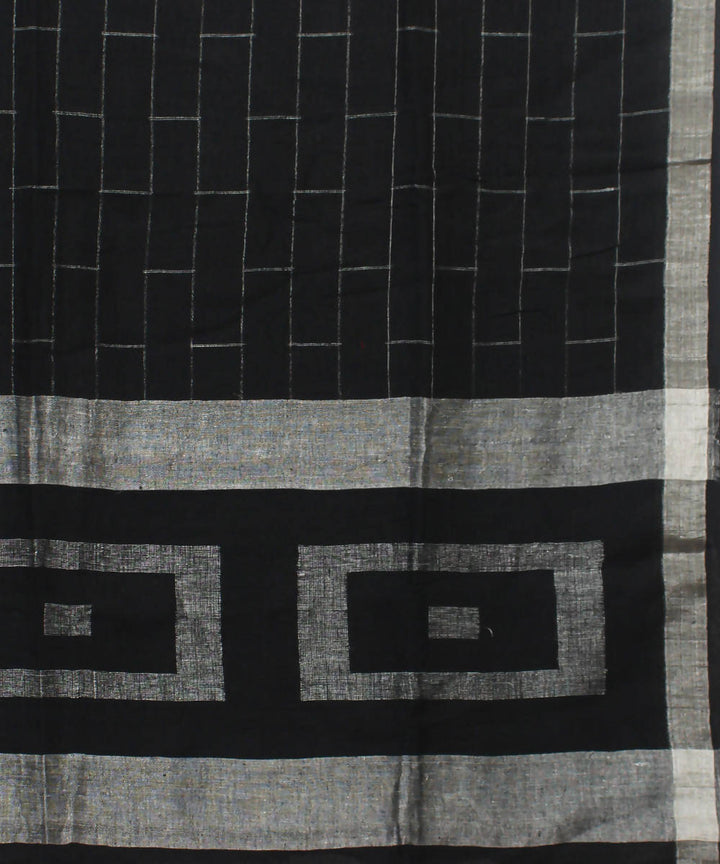 Bengal Handloom Black Linen Saree
