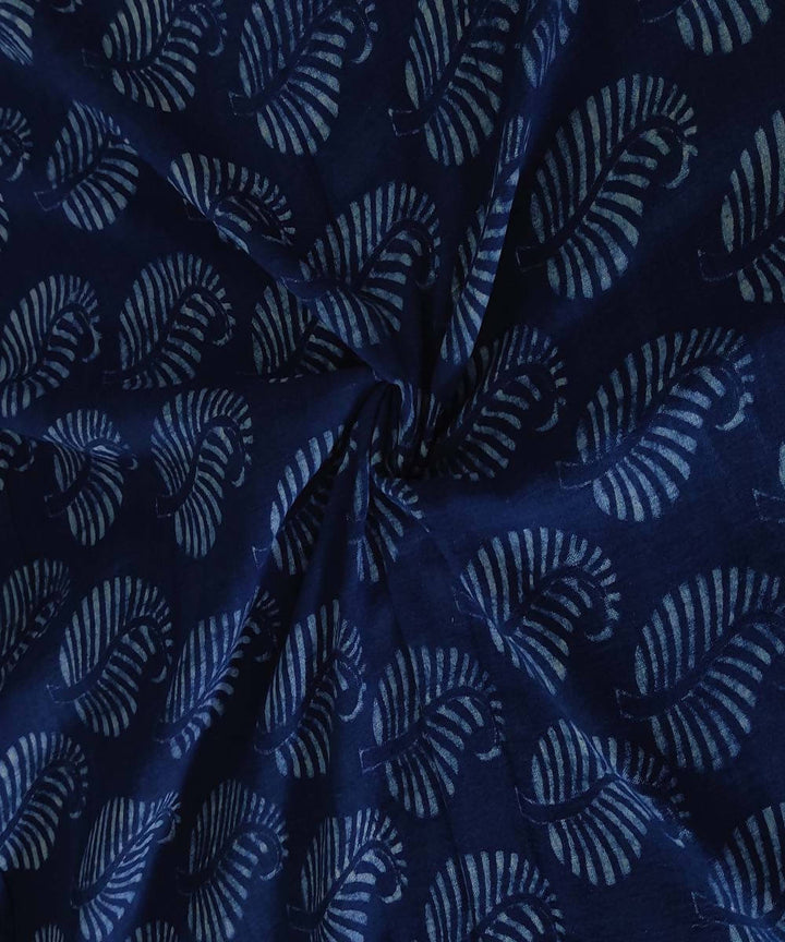 2.5m Dark navy natural dye dabu block print organic handspun cotton fabric