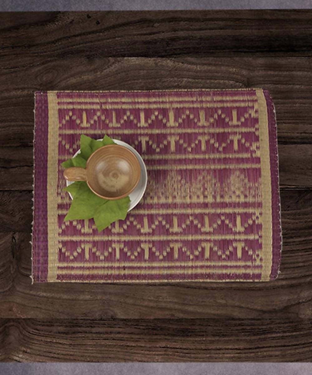 Magenta beige handmade sabai grass table mat set of 6