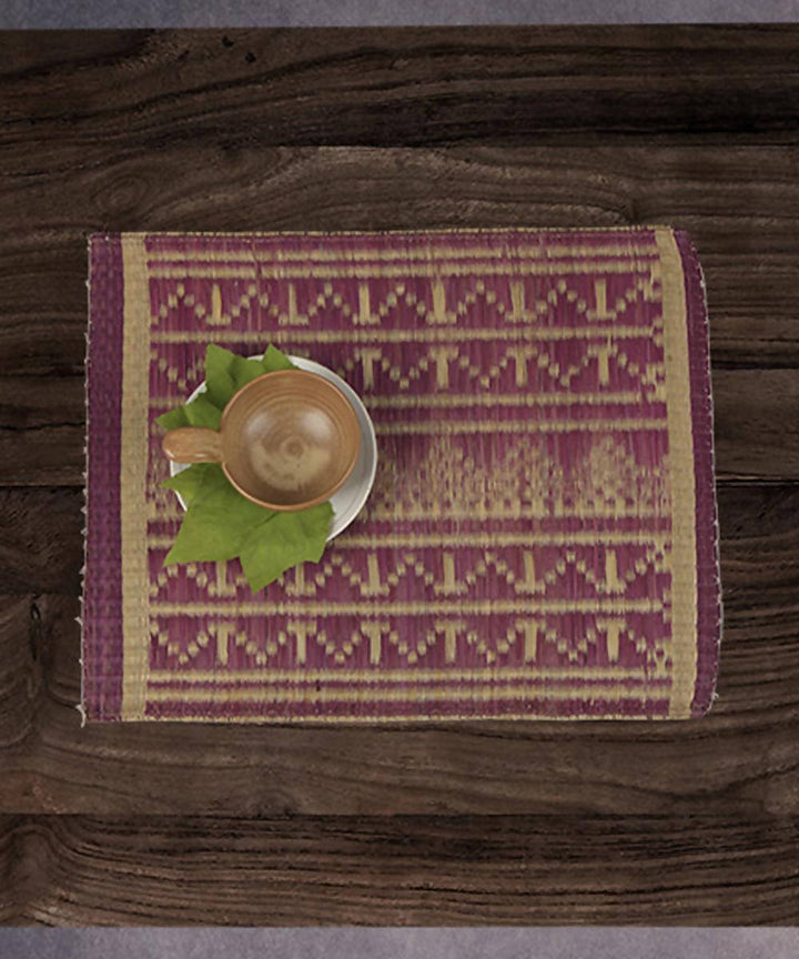 Magenta beige handmade sabai grass table mat set of 6