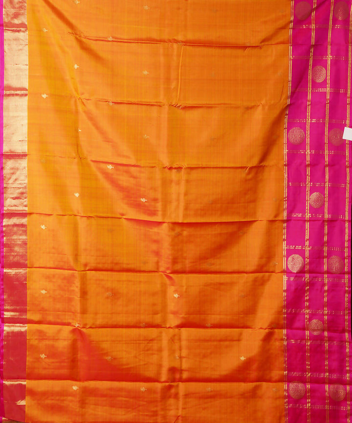 Orange-Pink Handwoven venkatagiri Silk Saree