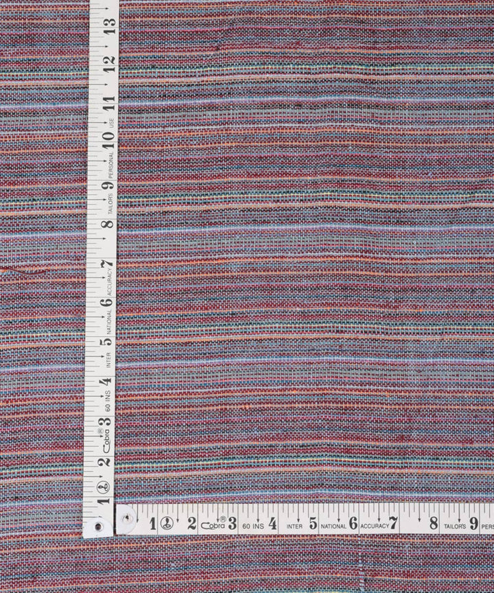 Brown teal handwoven cotton striped upholstery fabric