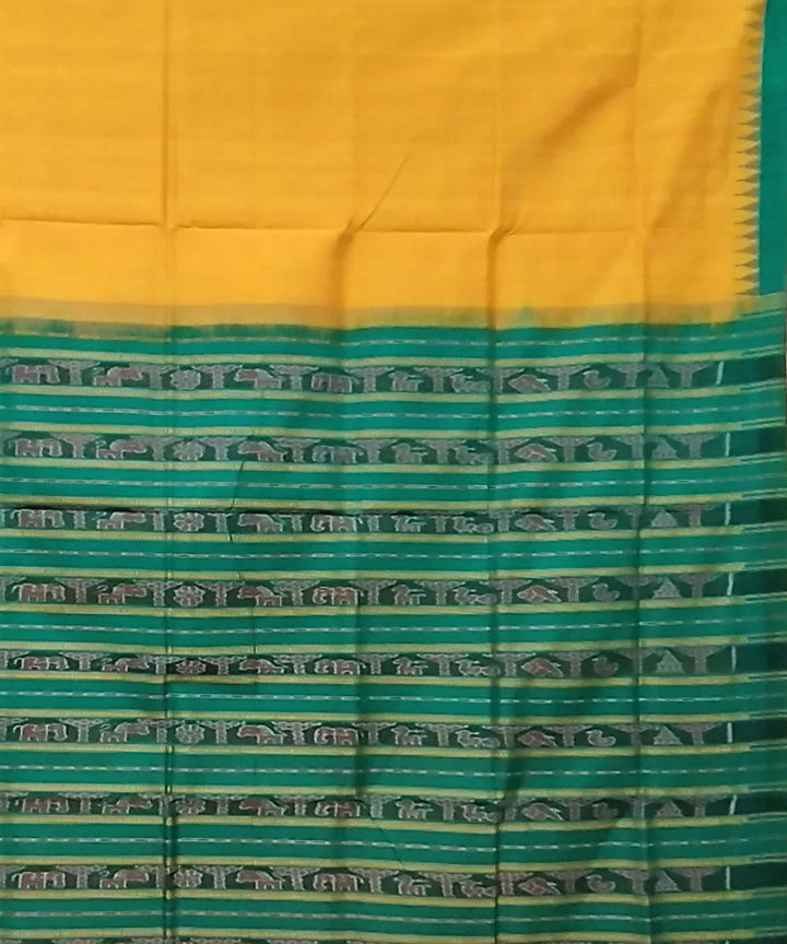 Yellow light green handwoven silk sambalpuri saree