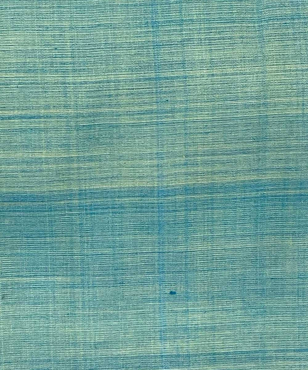 Mustard green handwoven plain tussar silk saree