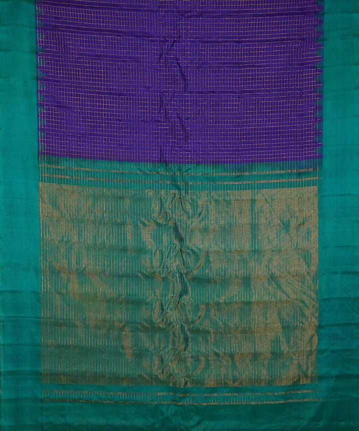 blue teal green handloom gadwal silk saree