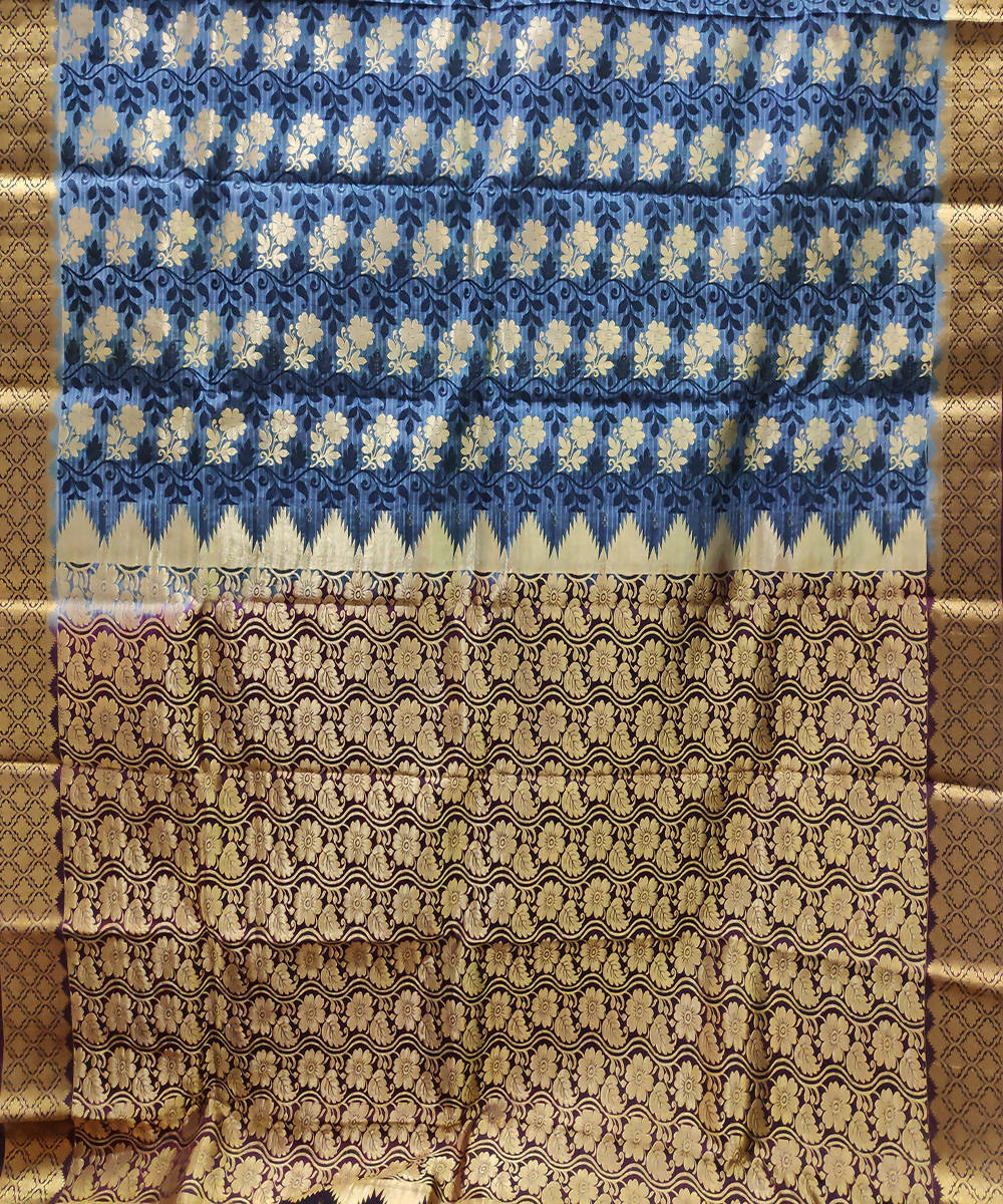 blue beige handwoven venkatagiri brocade silk saree
