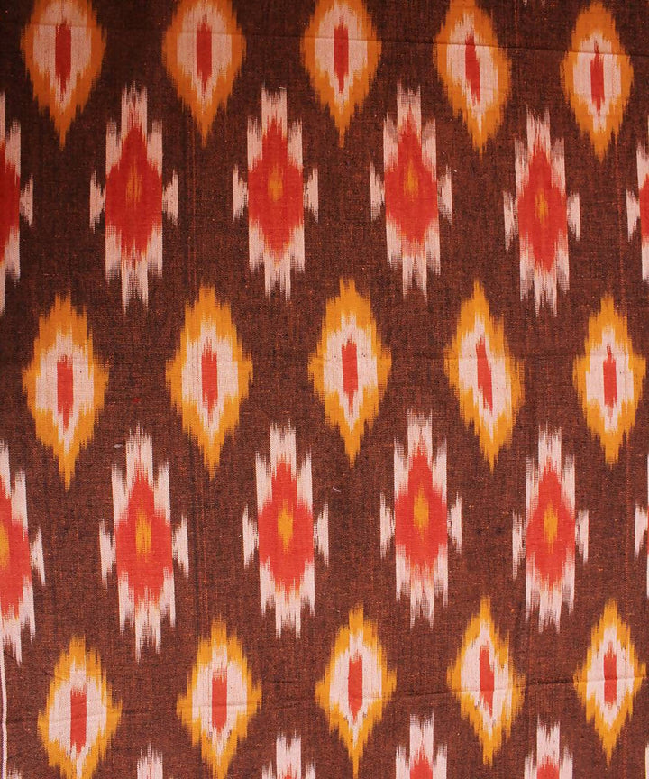 Brown Handloom Ikkat Cotton Bedsheet