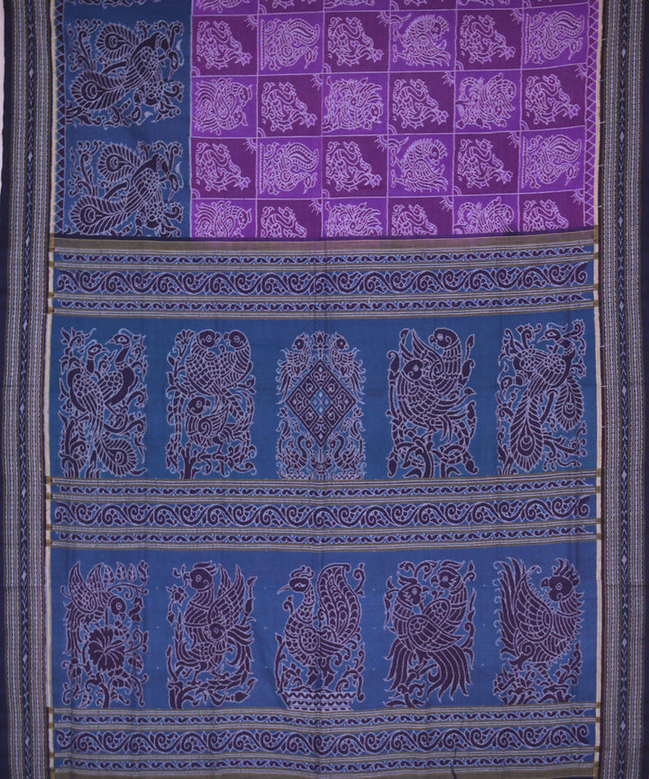 Violet handwoven cotton ikat sambalpuri saree