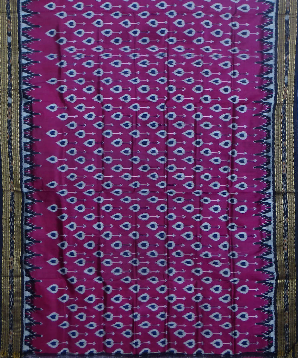 Magenta black handloom silk khandua saree