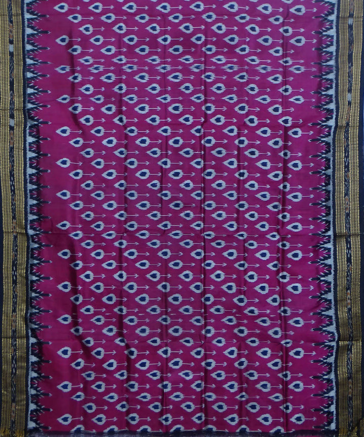 Magenta black handloom silk khandua saree