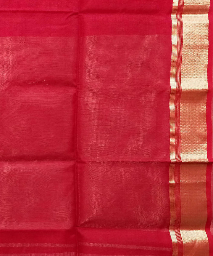 Red handwoven cotton silk saree