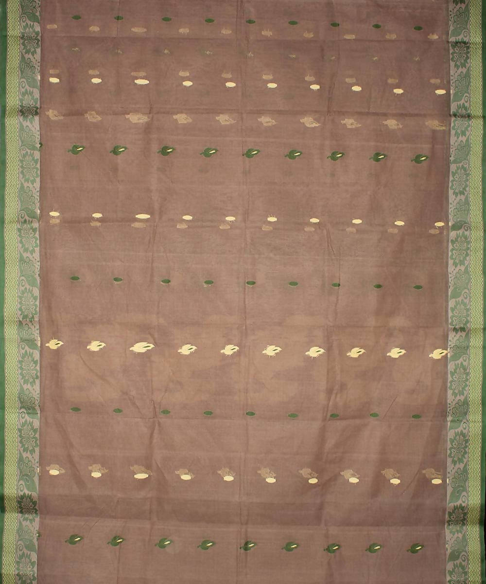 Brown cotton blend handloom saree