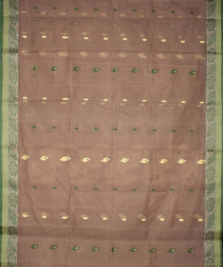 Brown cotton blend handloom saree