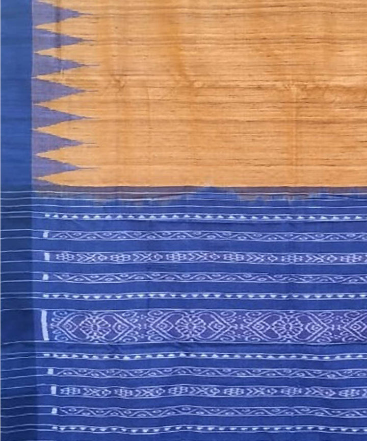 Orange indigo handwoven gopalpur tussar silk saree