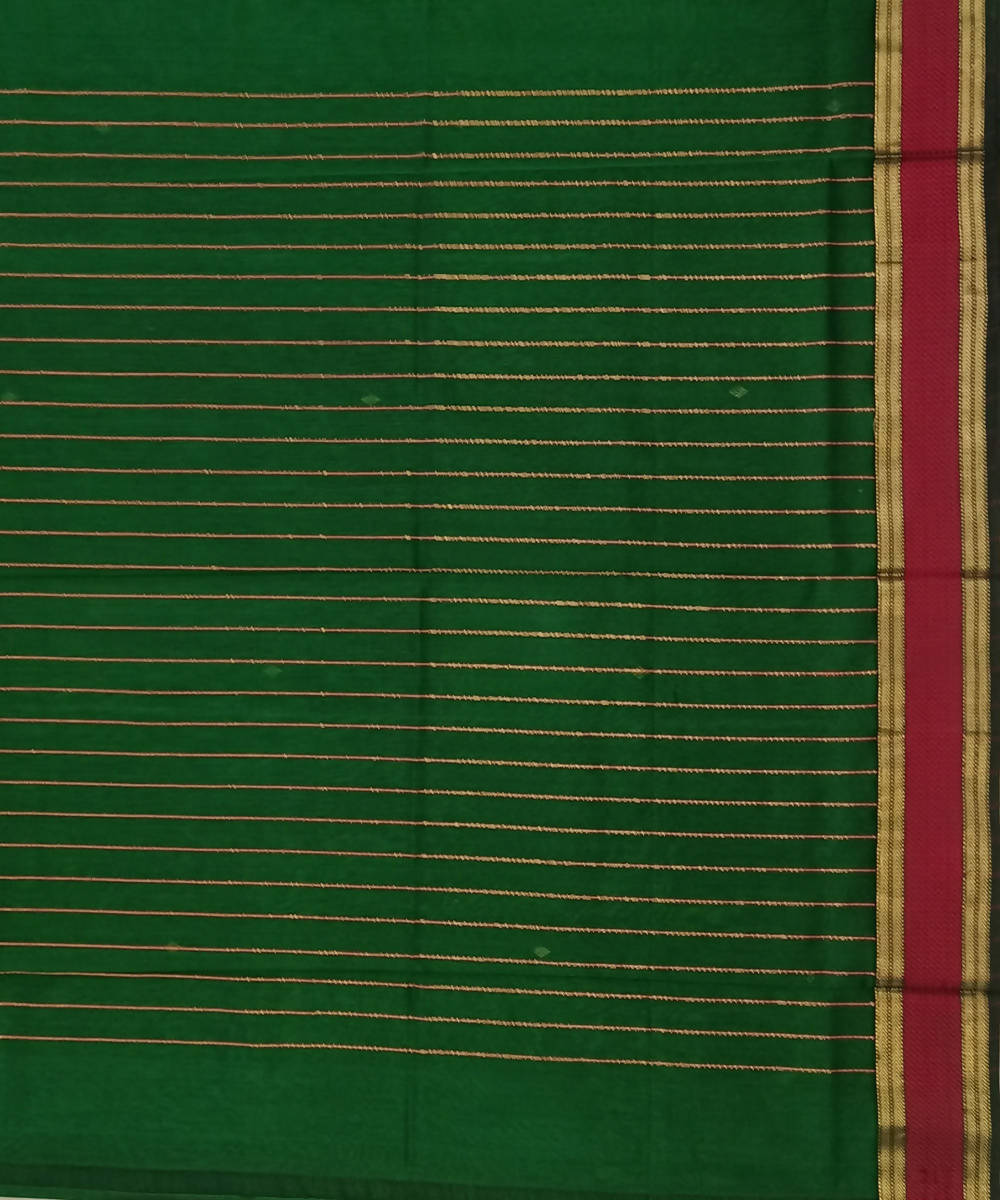 Maheshwari Handloom Dark Green Cotton Silk Saree