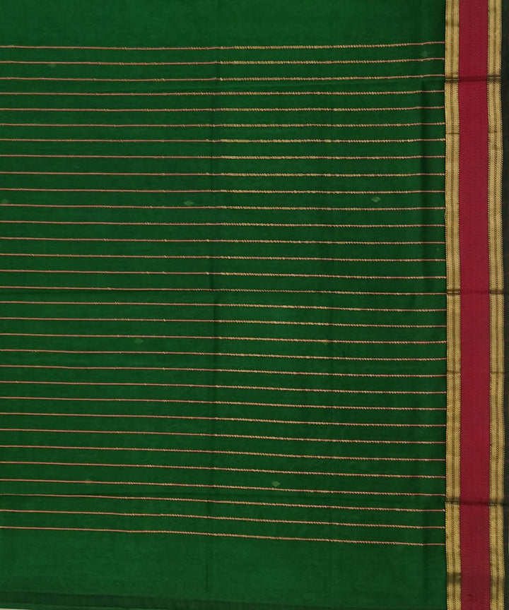 Maheshwari Handloom Dark Green Cotton Silk Saree