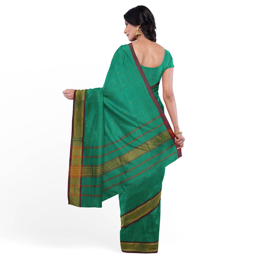Aqua green handloom cotton venkatagiri saree