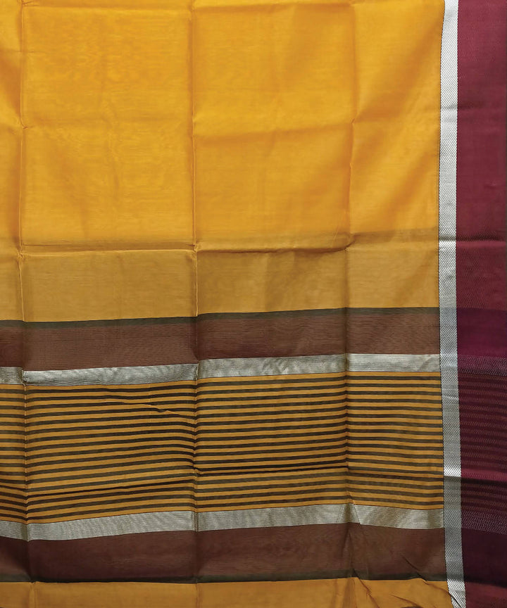 Honey yellow handloom cotton silk maheshwari saree