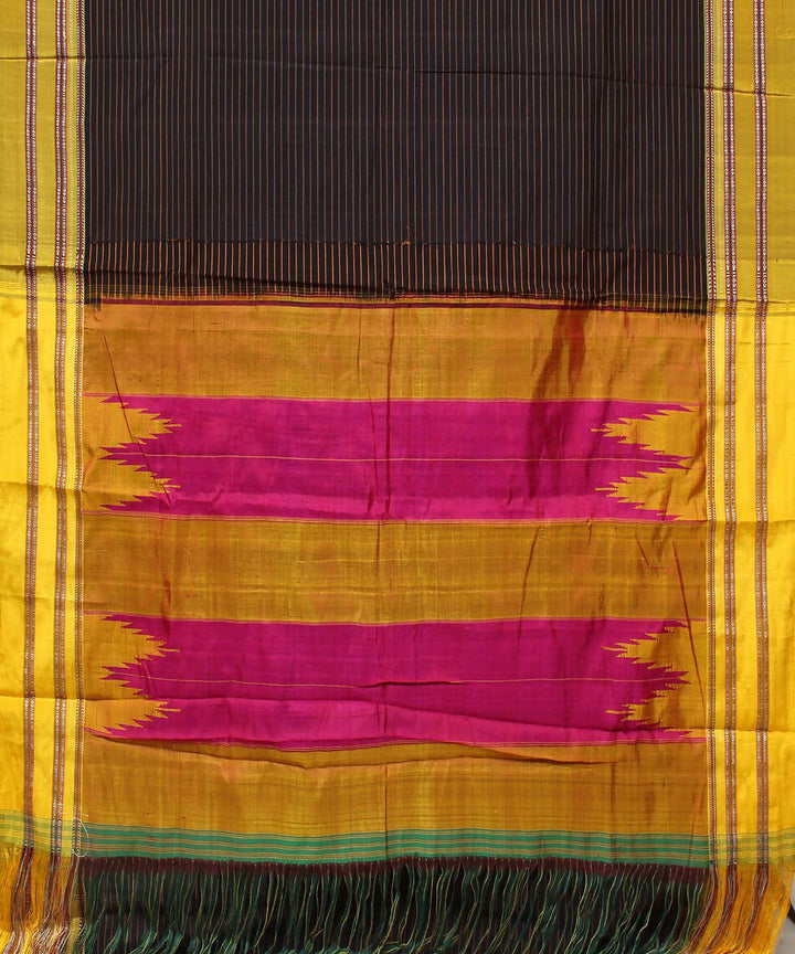 black orange stripes handwoven gomi teni border ilkal saree