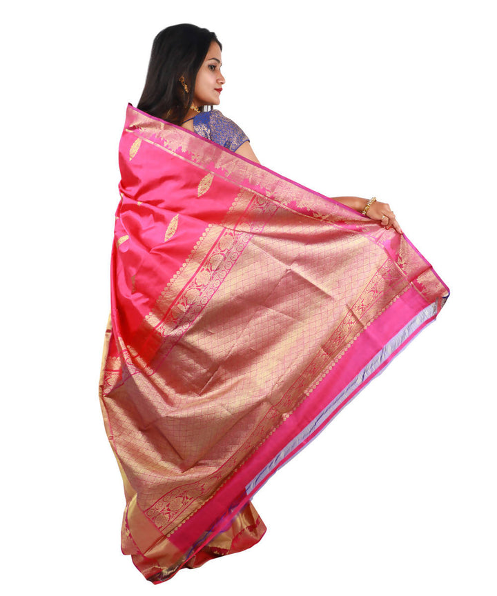 Pink dharmavaram handwoven pattu silk saree