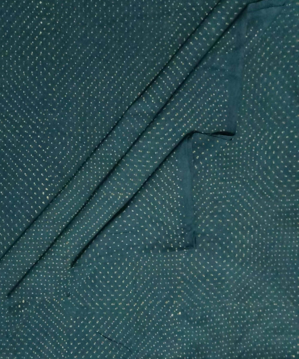 Blue green natural dye ajrakh print handspun handloom cotton fabric (2.5m per qty)