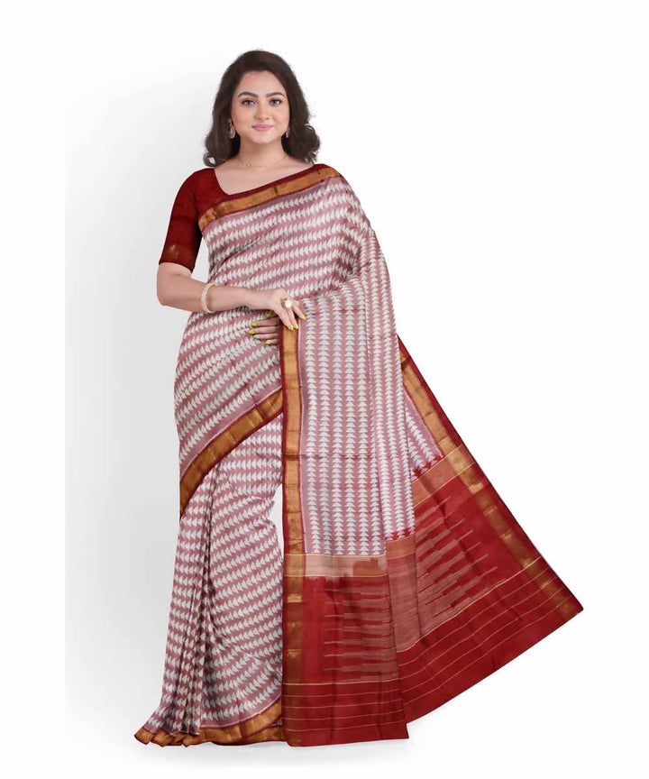 Red white handwoven patola silk saree