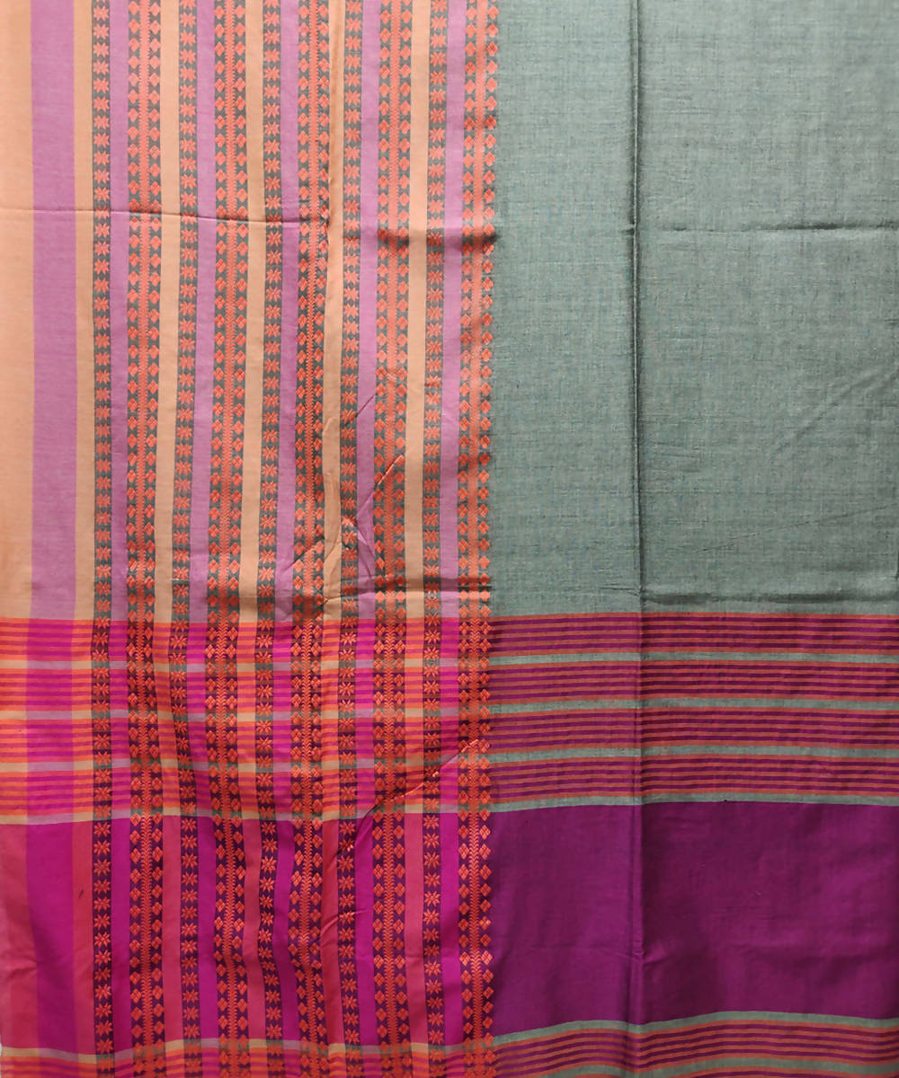 Beige with pink handloom cotton saree