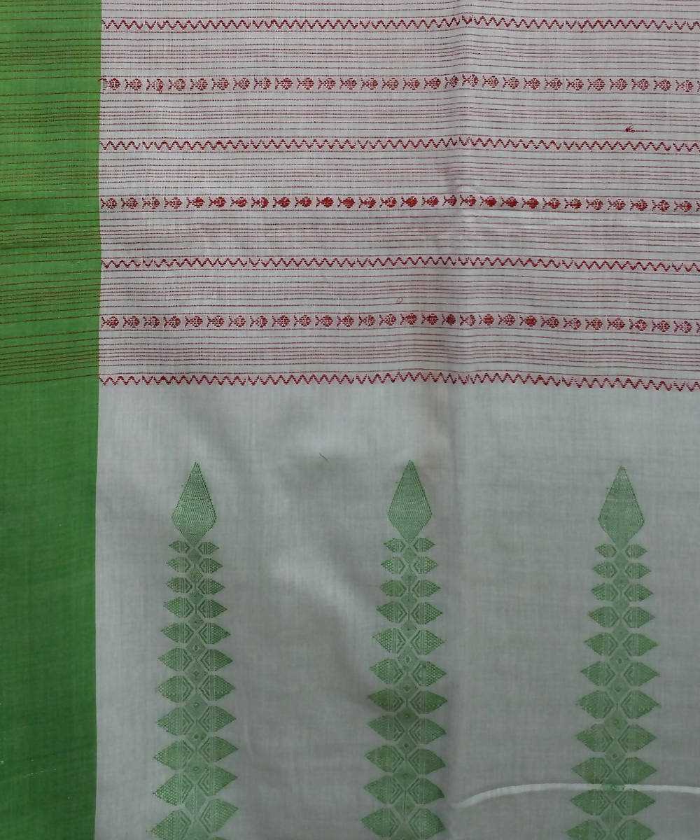 White green Handspun Handwoven Cotton Saree