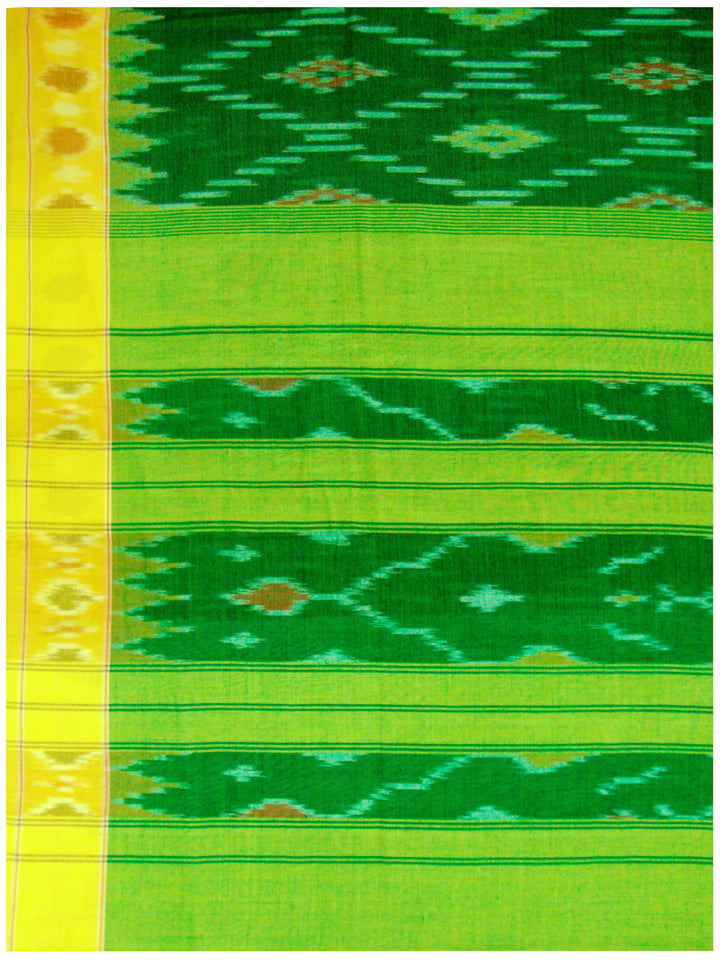 TandD Ikkat Merc. Cotton saree Green Shade