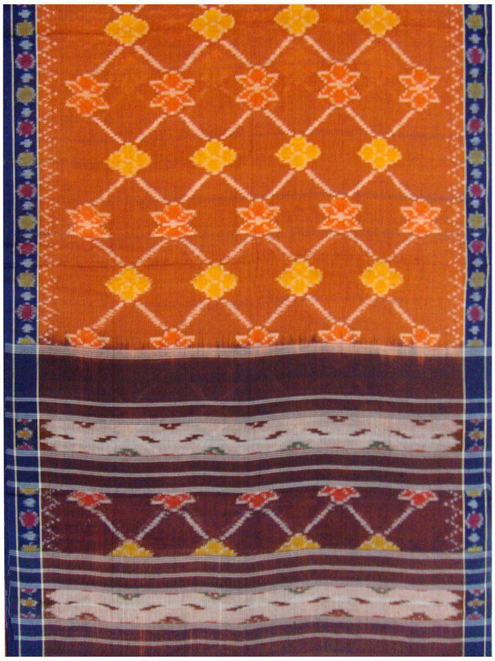 TandD Ikkat Merc. Cotton saree Maroon and Orange