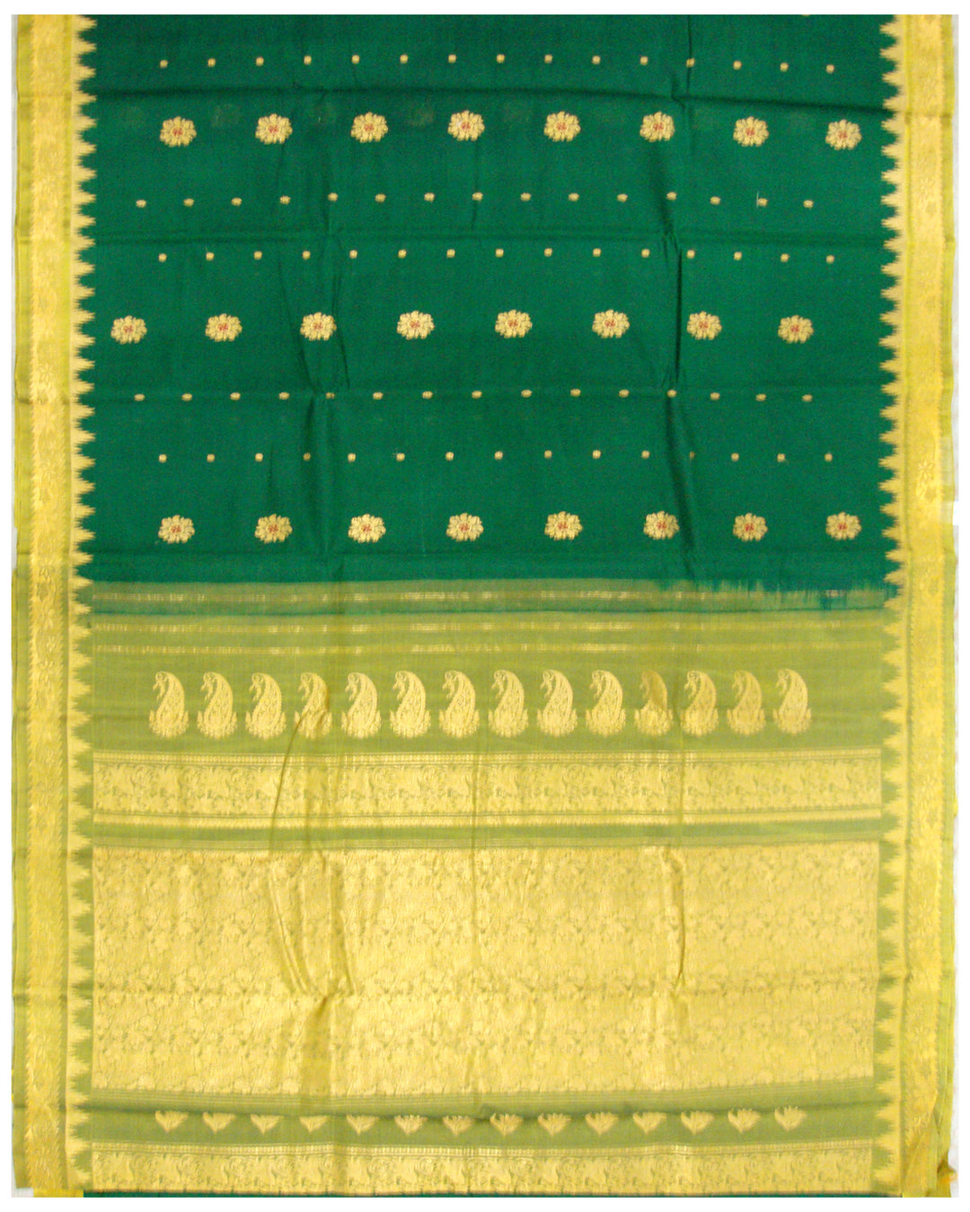 Gadwal Sico Saree Dark Green Shade