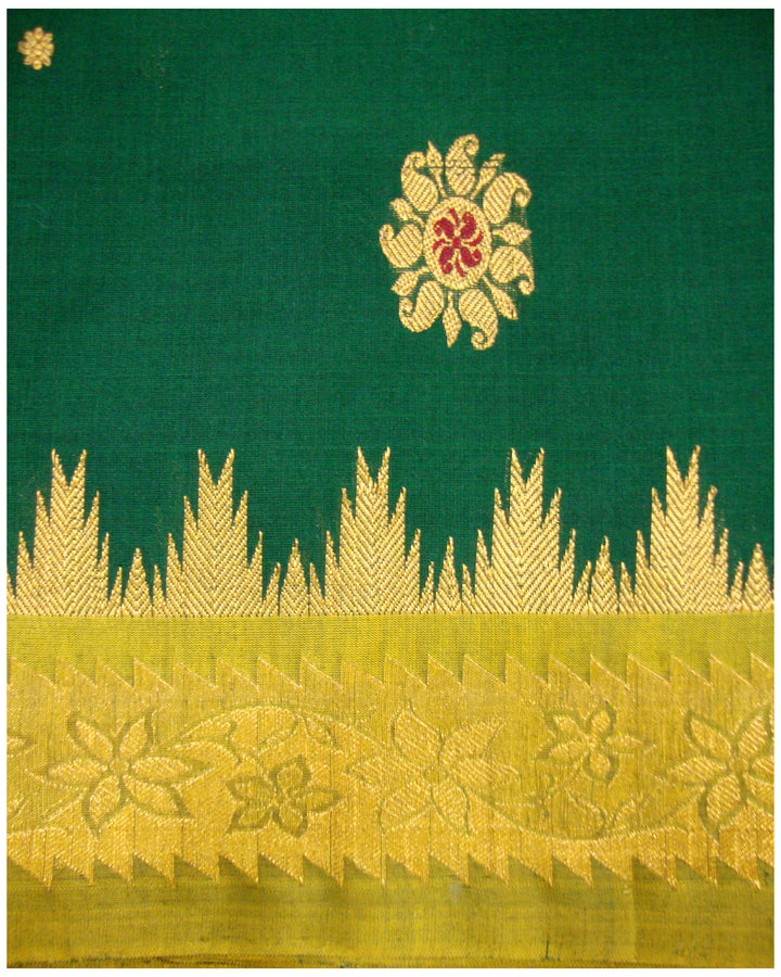 Gadwal Sico Saree Dark Green Shade