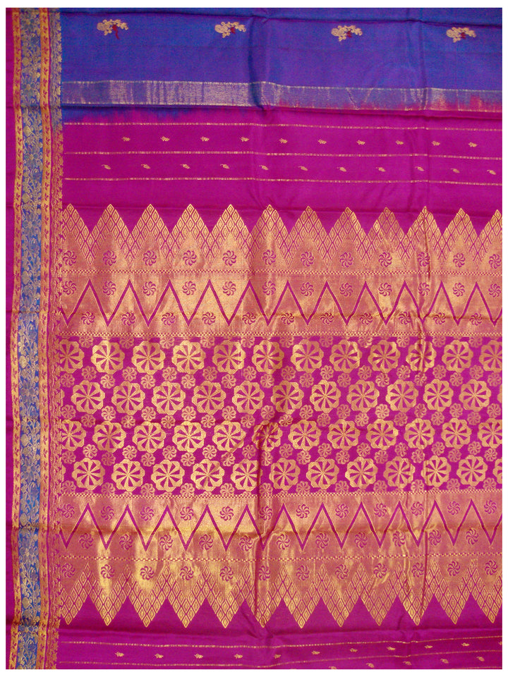 Kotthakota Pure Silk Saree Blue and Pink shade