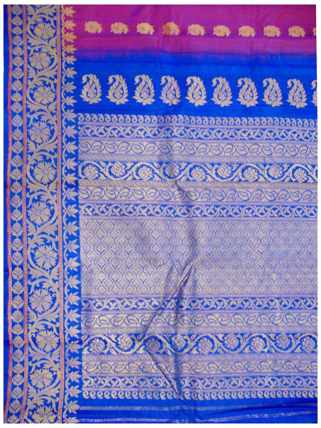 Kotthakota Pure Silk Saree Red and Royal Blue Shade