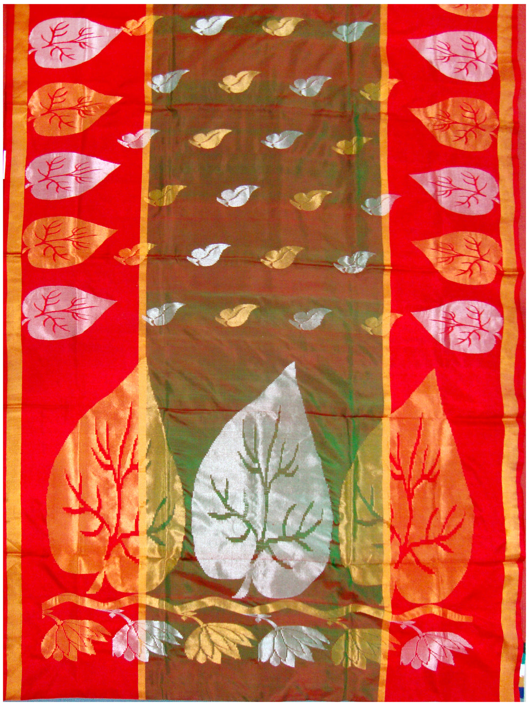 Venkatagiri pure silk Jamdhani saree Red and Green