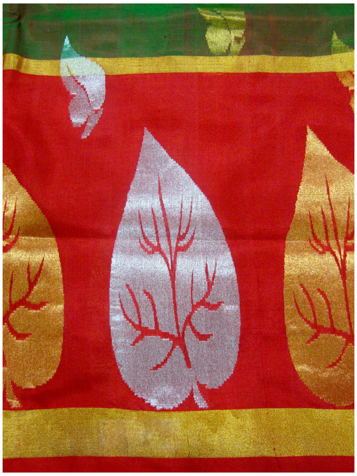 Venkatagiri pure silk Jamdhani saree Red and Green