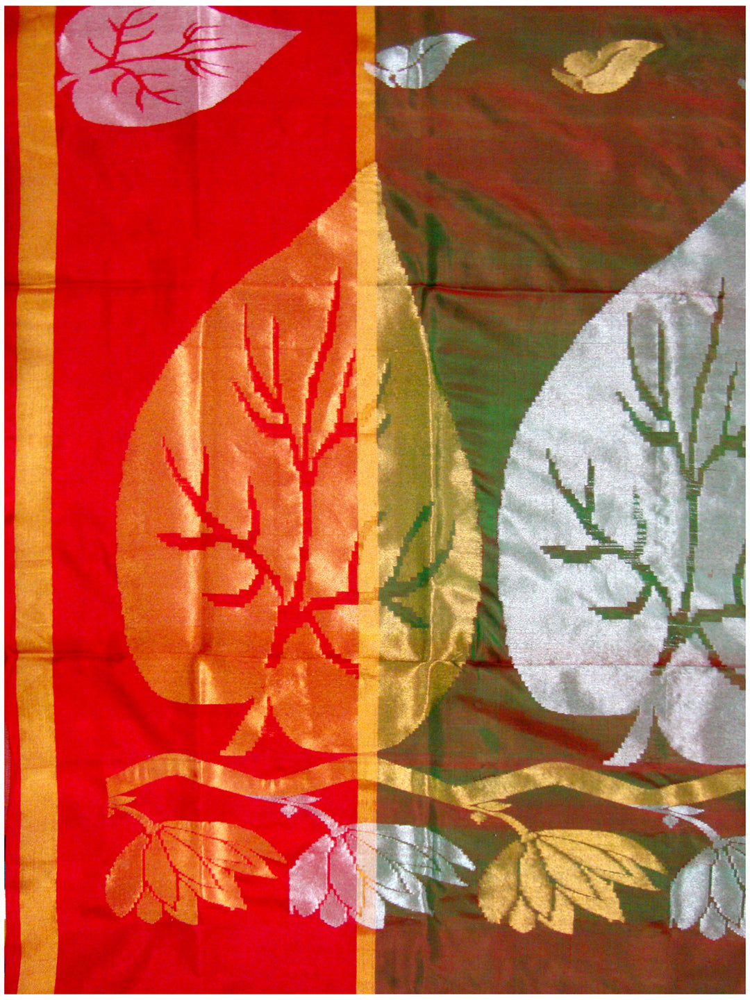 Venkatagiri pure silk Jamdhani saree Red and Green