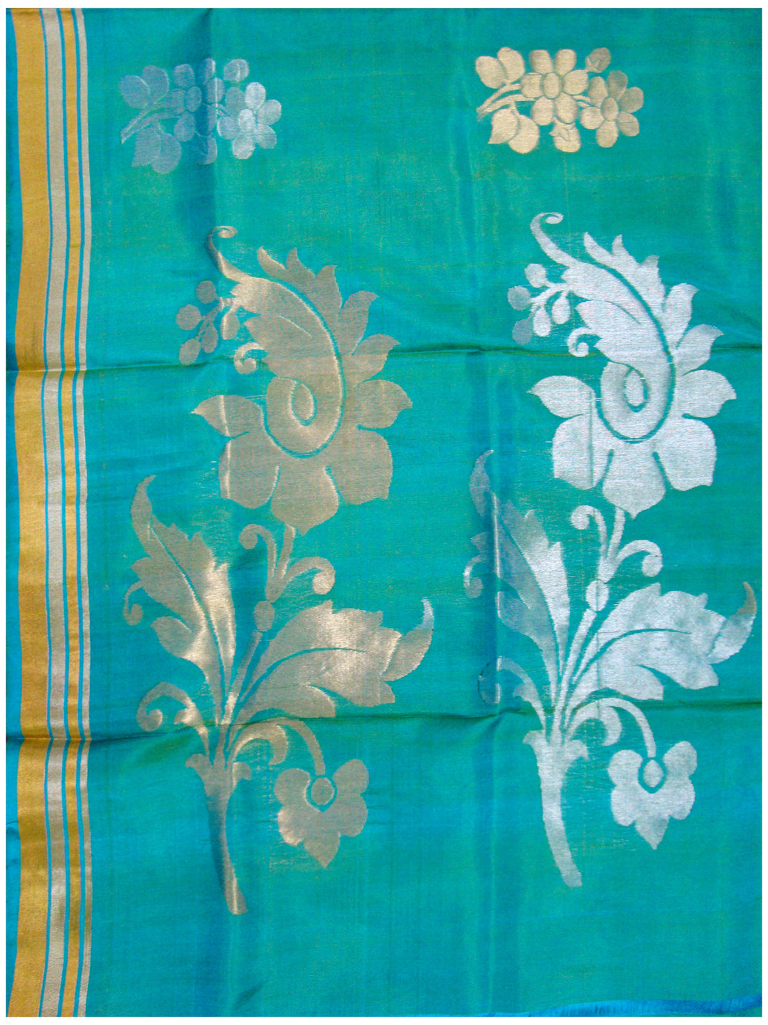 Venkatagiri pure silk Jamdhani saree Light Blue and Green